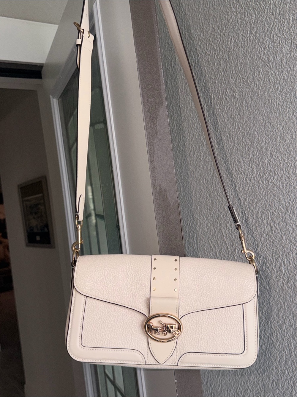 Coach Georgie Crossbody Bag in Chalk Pebbled Leather